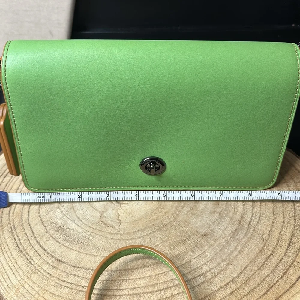 Coach Pistachio Dinky Glovetanned Green Leather Crossbody Shoulder Bag Purse - Picture 14 of 15